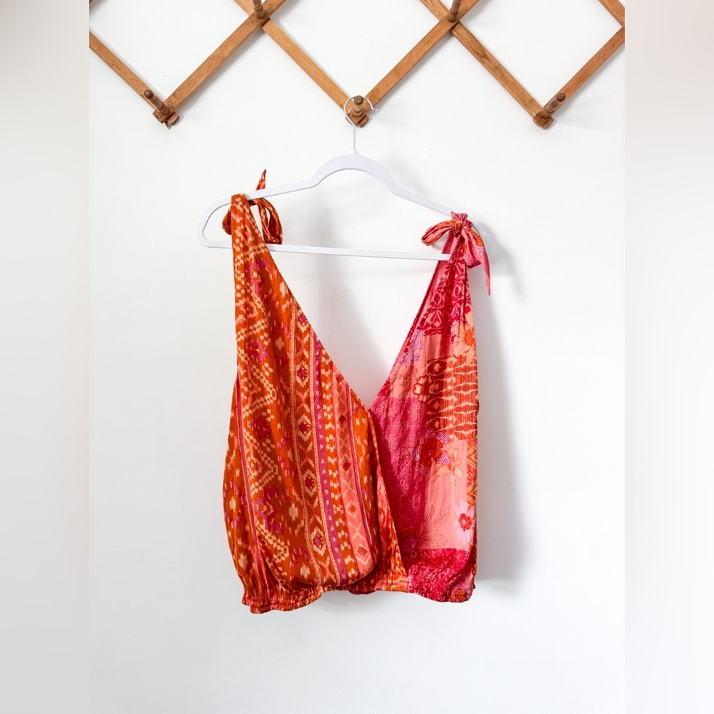 SOLD Free People Tied To You Tank Top Lemonade Combo Pink Orange - Picture 7 of 16